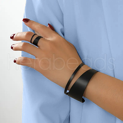 Hollow Out Alloy Cuff Bangles & Cuff Rings Sets FS-WG58758-02-1