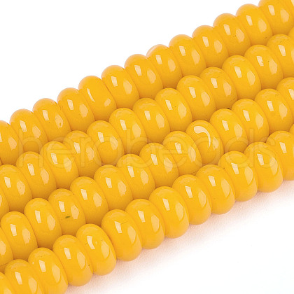 Opaque Spray Painted Glass Beads GLAA-ZX008-6mm-18K-1