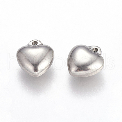 Tarnish Resistant 304 Stainless Steel Puffed Heart Charms X-STAS-K002-21A-1