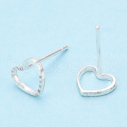 925 Sterling Silver Hollow Heart Stud Earrings STER-T005-07-1