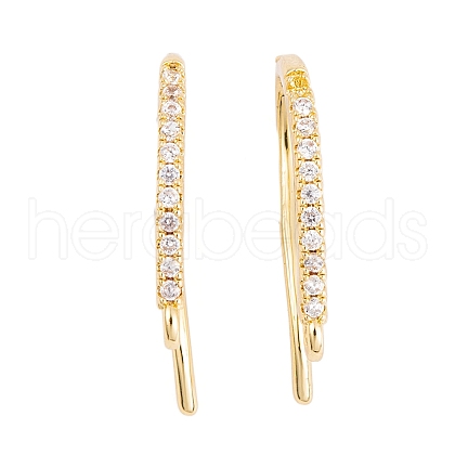 Rack Plating Brass Cubic Zirconia Earring Hooks KK-S374-05G-04-1