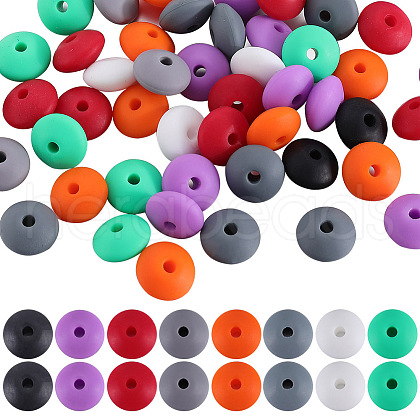 SUNNYCLUE 96Pcs 12 Colors Food Grade Eco-Friendly Silicone Abacus Beads SIL-SC0001-87C-1