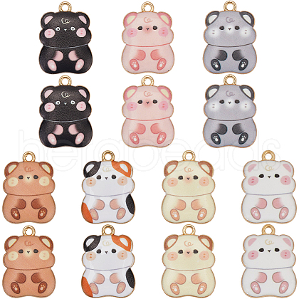 SUNNYCLUE 28Pcs 7 Colors Rack Plating Alloy Enamel Pendants FIND-SC0012-12-1