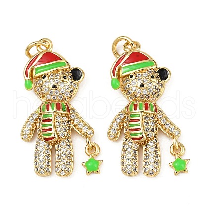 Brass Micro Pave Cubic Zirconia Pendants KK-S526-24G-1