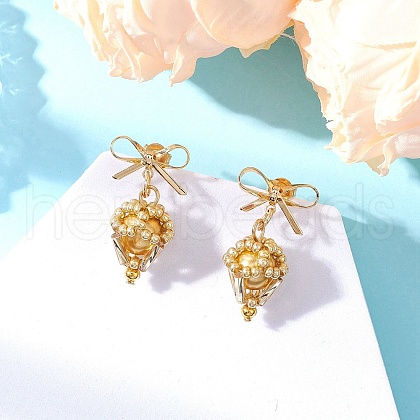 Brass Diamond Dangle Stud Earrings EJEW-MZ00465-01-1
