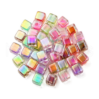 UV Plating Transparent Acrylic European Beads X-OACR-F004-10-1