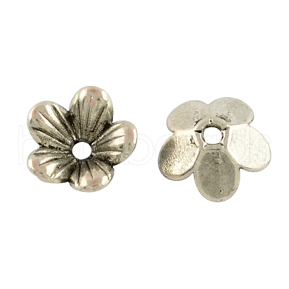Tibetan Style Flower Alloy Bead Caps TIBEP-S192-AS-RS-1