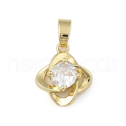 Brass Micro Pave Cubic Zirconia Pendants KK-U041-02G-02-1