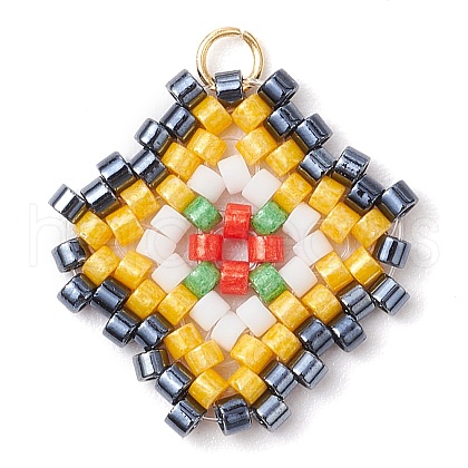 Seed Beads Beaded Charms PALLOY-MZ00324-05-1