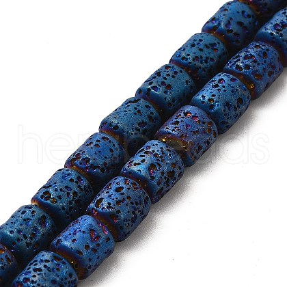 Electroplated Natural Lava Rock Beads Strands G-G984-16C-1