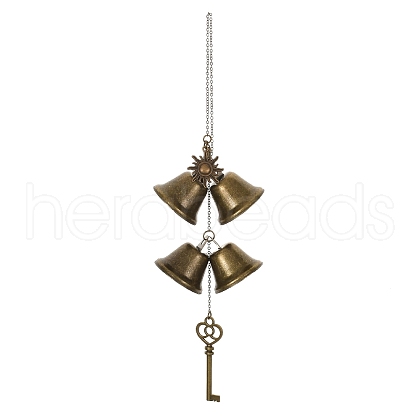 Iron Bell & Alloy Key Charm Hanging Ornaments HJEW-JM03429-03-1