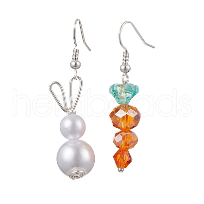 Easter Carrot Glass with Rabbit Acrylic Dangle Earrings for Women EJEW-JE06218-1
