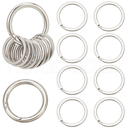 SUNNYCLUE 20Pcs 304 Stainless Steel Split Key Rings with 1Pc Alloy Spring Gate Rings FIND-SC0010-29-1