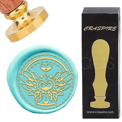 Brass Wax Seal Stamps with Wood Handle AJEW-WH0412-0094-1