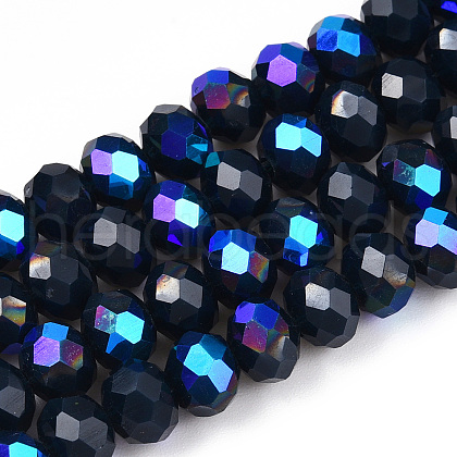 Electroplate Opaque Solid Color Glass Beads Strands EGLA-A034-P10mm-L22-1
