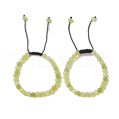 6mm Round Natural Lemon Jade Braided Bead Bracelets BJEW-C067-01A-02-1