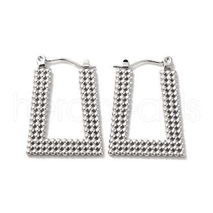 Non-Tarnish 304 Stainless Steel Trapezoid Hoop Earrings for Women EJEW-K243-08P-1