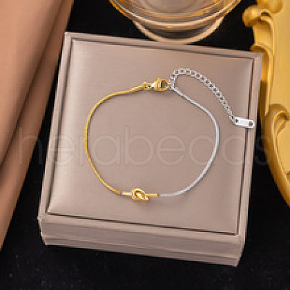 304 Stainless Steel Snake Chain Bracelets for Women BJEW-Z106-05GP-1