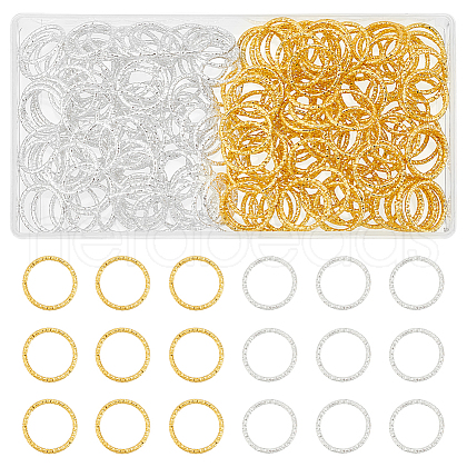 WADORN 200Pcs 2 Colors Iron Textured Jump Rings IFIN-WR0001-15-1