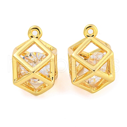 Brass Pave Cubic Zirconia Pendants KK-M286-14G-1