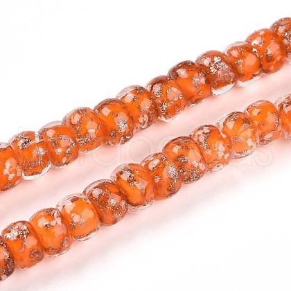 Luminous Handmade Gold Foil Glass Beads Strands FOIL-N029-02A-08-1