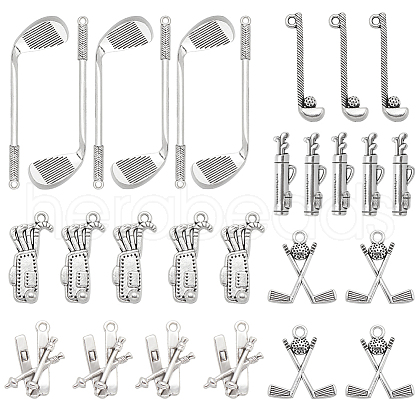 SUNNYCLUE 60Pcs 6 Styles Tibetan Style Alloy Pendants TIBE-SC0001-98-1