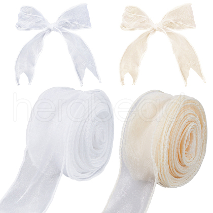 CRASPIRE 2 Rolls 2 Colors Polyester Chiffon Ribbon DIY-CP0010-72-1