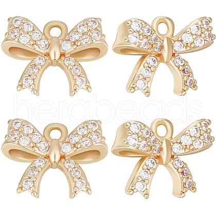 Beebeecraft 12Pcs Rack Plating Brass Micro Pave Cubic Zirconia Charms ZIRC-BBC0002-60LG-1