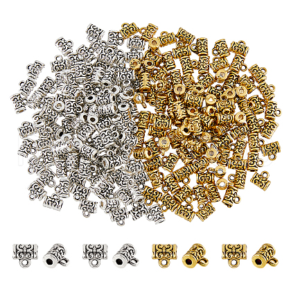 DICOSMETIC 200Pcs 2 Colors Tibetan Style Alloy Tube Bails FIND-DC0005-74-1