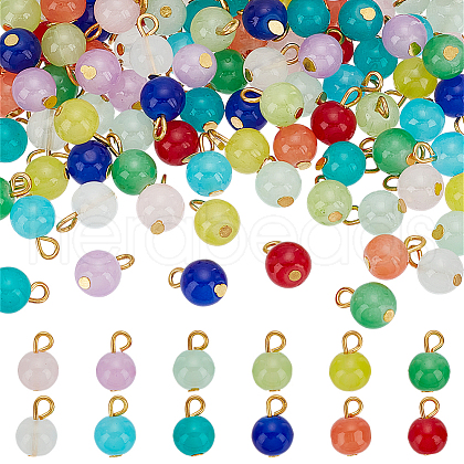 120Pcs 12 Colors Baking Painted Imitation Jade Glass Charms PALLOY-HY00035-1