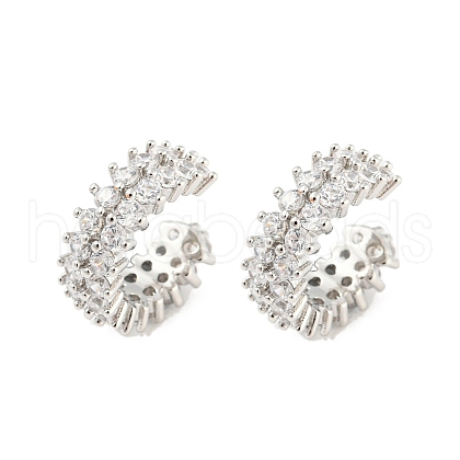 Rack Plating Brass Cubic Zirconia Cuff Earrings EJEW-K245-39P-1