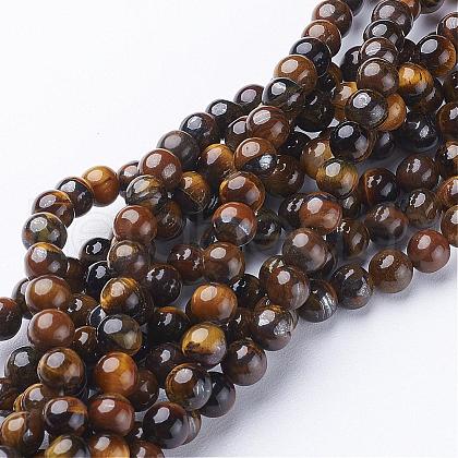 Natural Tiger Eye Beads Strands GSR6MMC014-B-1