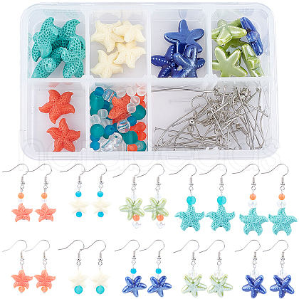 SUNNYCLUE DIY Starfish Shape Dangle Earring Making Kits DIY-SC0012-42P-1