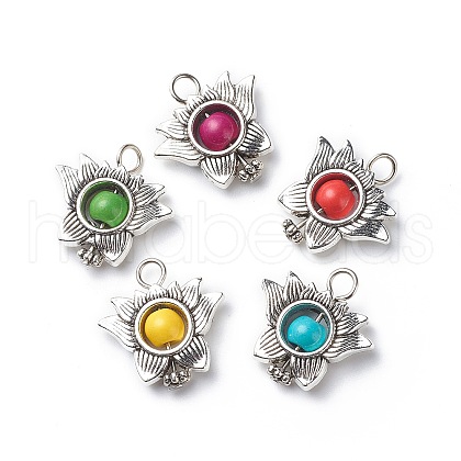 Synthetic Turquoise Dyed Pendants PALLOY-JF01874-01A-1