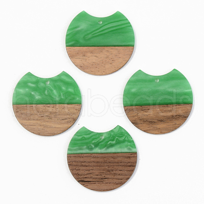 Opaque Resin & Walnut Wood Pendants X-RESI-S389-001A-C03-1