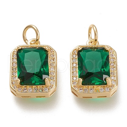 Brass Glass Charms X-ZIRC-F116-09C-G-1