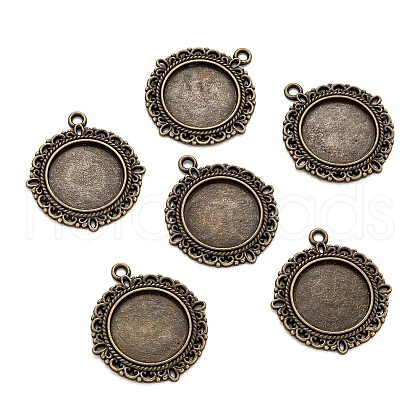 Tibetan Style Alloy Pendant Cabochon Settings TIBE-T003-08AB-NR-1