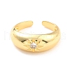 Clear Cubic Zirconia Sun Open Cuff Ring for Women RJEW-C018-14G-1