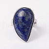 Adjustable Gemstone Brass Rings RJEW-N024-02E-1