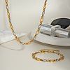 Stainless Steel Oval Link Chain Bracelets & Necklaces Sets for Women QE8040-1-3