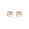 Elegant Rose Gold Inlaid White Shell Necklace and Earrings Set UI3031-1-1