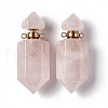 Faceted Bullet Natural Rose Quartz Perfume Bottle Pointed Pendants G-A026-07C-2