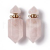 Faceted Bullet Natural Rose Quartz Perfume Bottle Pendants G-A026-07C-2