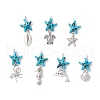 7Pcs 7 Styles Dyed Synthetic Turquoise Starfish & Alloy Sea Animals Pendants PALLOY-JF03754-04-1