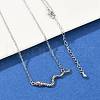 Brass Pave Black Cubic Zirconia Snake Pendant Necklaces NJEW-D320-02ASP-1