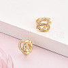 Brass Micro Pave Clear Cubic Zirconia Cuff Earrings KK-T074-34G-1