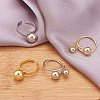 Rhodium Plated 925 Sterling Silver Round Ball Open Cuff Ring for Women JR910A-2