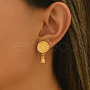 Vintage Flat Round Coin Brass Stud Earrings QH3726-4