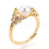 Brass Micro Pave Cubic Zirconia Adjustable Ring Settings KK-T076-09G-5
