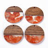 Transparent Resin & Walnut Wood Pendants RESI-T035-35D-1